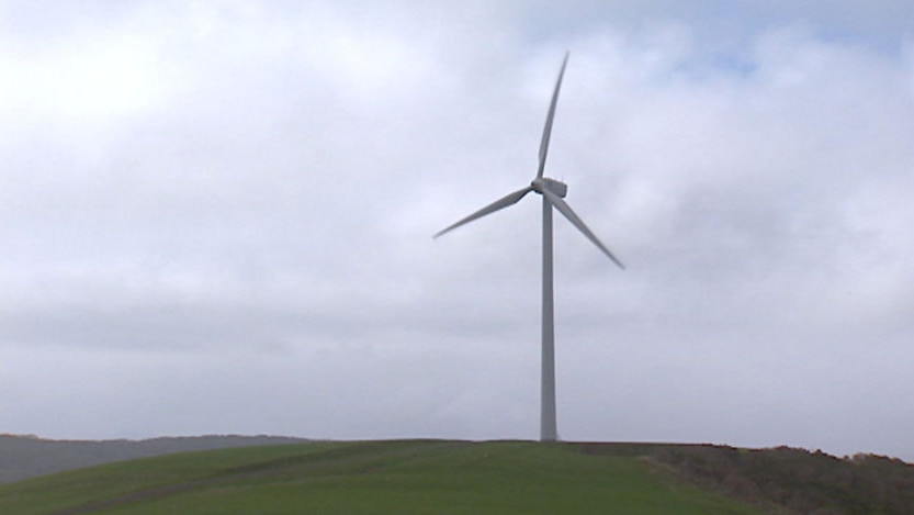 Windfarm turbine at Woolnorth windfarm north west Tasmania.