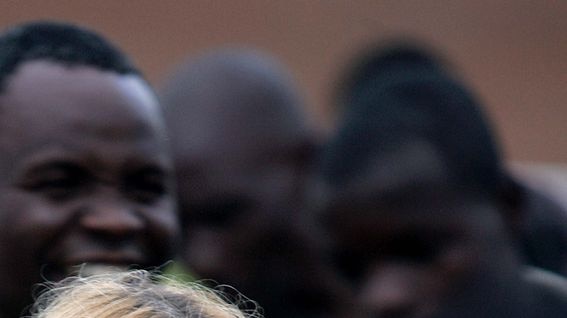 Madonna visits the village of Mugulula on the outskirts of Lilongwe, Malawi