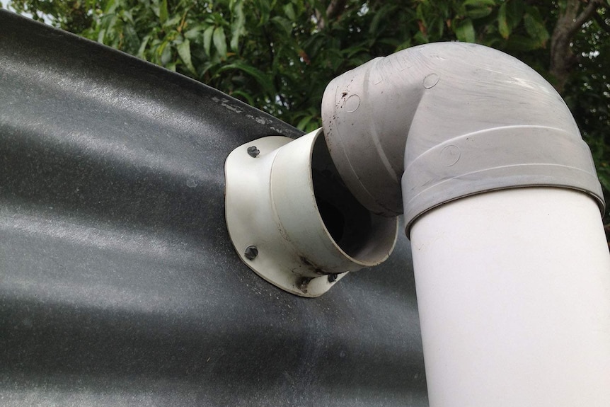 A rainwater tank with disconnected outflow