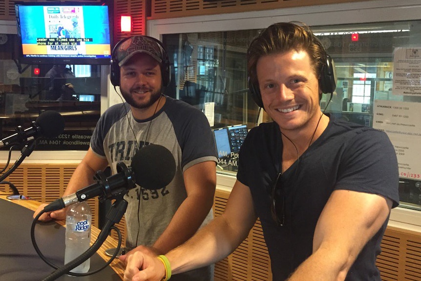 Sam Eather and Zachary Garred in the ABC Newcastle studio.