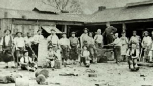 Early German settlers at work in the Barossa Valley.