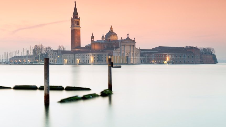 Italy, Venice, San Giorgio Maggiore in twilight