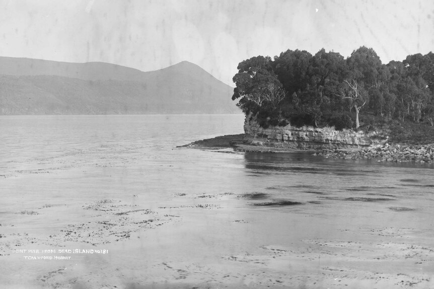 Point Puer taken from the Isle of the Dead near Port Arthur in 1880.