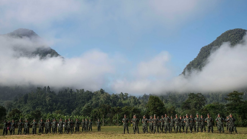 A graduation ceremony for members of the Karen Nation Liberation Army in Burma.