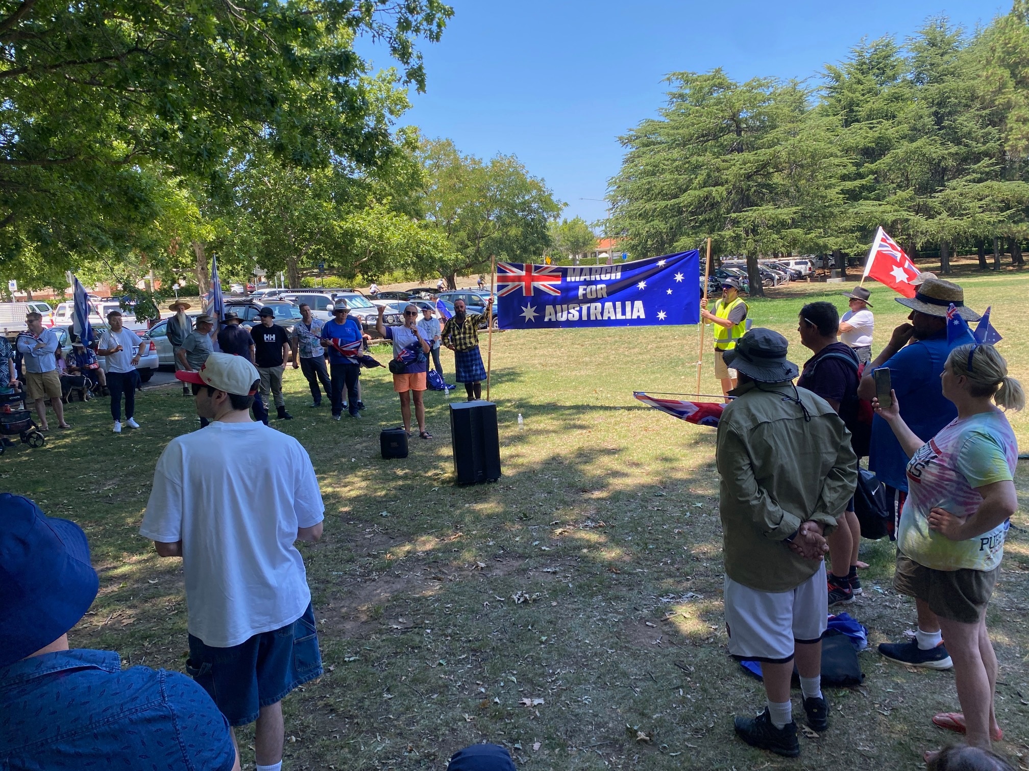 Una protesta en Canberra