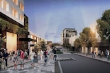 Pedestrians and trees in streetscape artist's impression of design plan for Ipswich mall redevelopment.