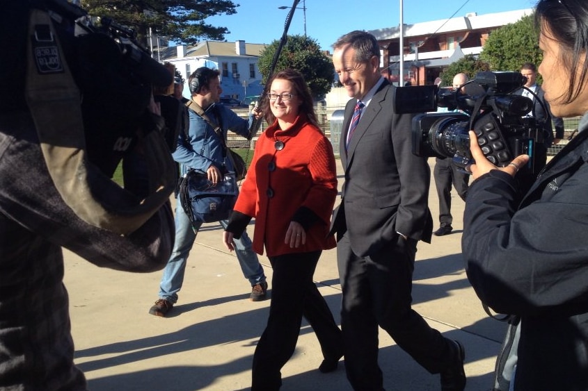 Bill Shorten and ALP Braddon candidate Justine Keay