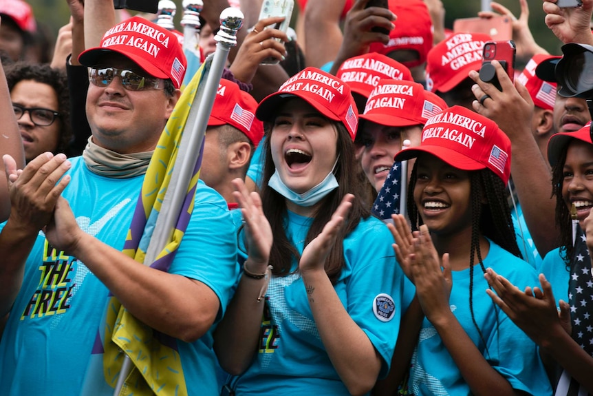 Supporters of President Donald Trump rally at The Ellipse, before entering to The White House