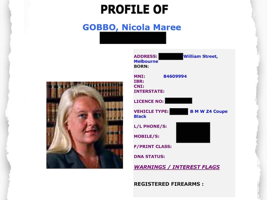 A document showing Nicola Gobbo's police file.