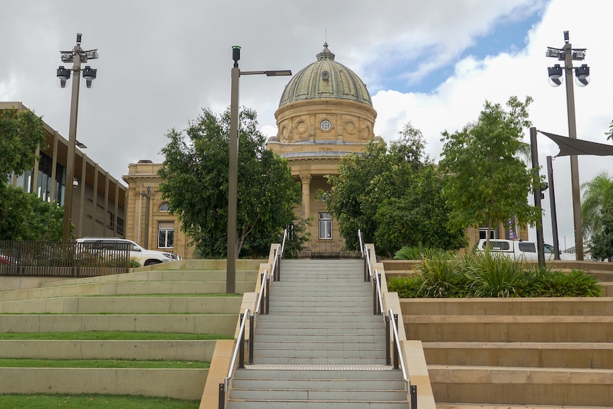 Looking up the steps from the river at Customs House in Rockhampton, Queensland, November 2021.
