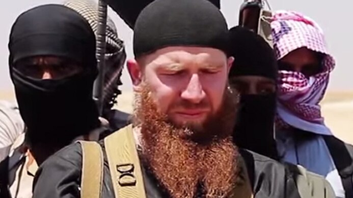 This photo shows Islamic State group commander Omar al-Shishani, who was killed in July 2016 according to Jihadist-linked media.