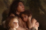 An exhibit showing a neanderthal family in a cave, in a museum in Croatia, on February 5, 2010.