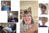 A compilation of video stills including Glenys, her grandsons, son and daughter singing their song