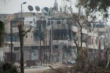 Damaged buildings in the Syrian city of Homs