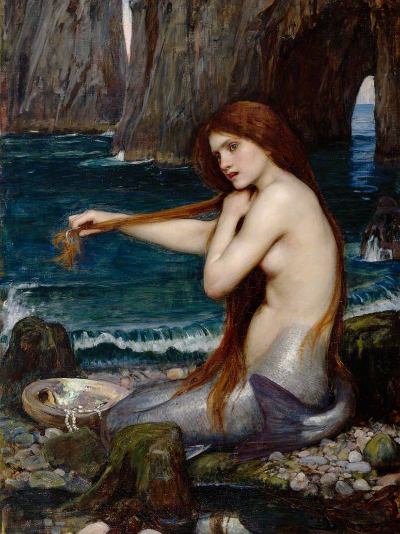 A picture of a mermaid brushing her hair.