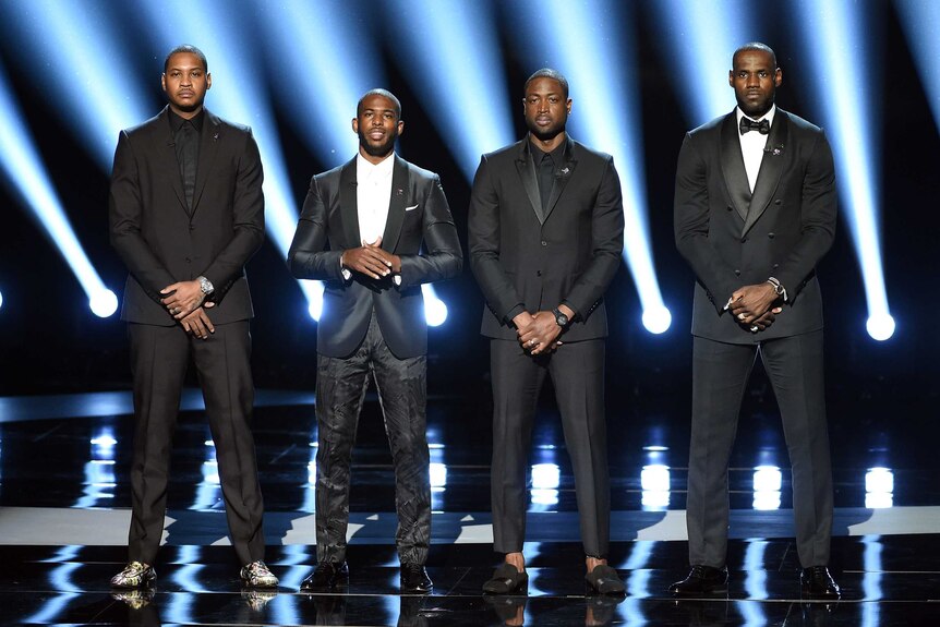 Carmelo Anthony, Chris Paul, Dwyane Wade and LeBron James at the ESPYs