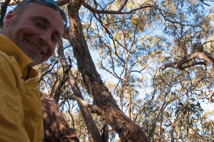 Jeremy Sparrow all smiles at Jeremy the koalas release.