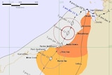 A bureau of meteorology map showing a cyclone approaching the Kimberley coast of WA.