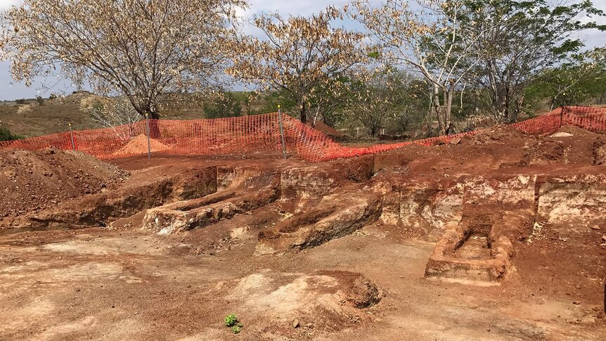 Old graves unearthed in an excavation