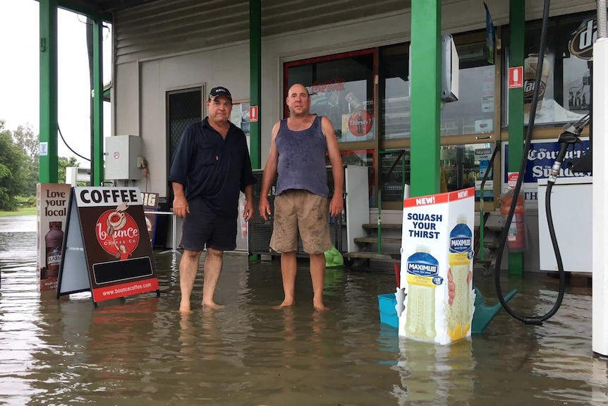 Water level rising at the the Kennedy Roadhouse on the Bruce Highway north of Ingham.