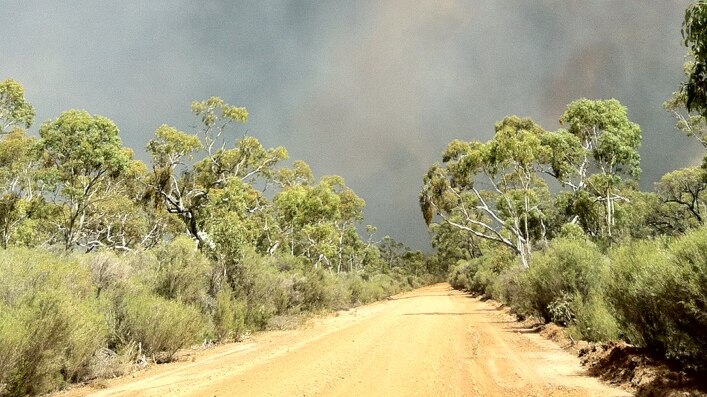 Huge plume of smoke on road near Glenisla, Vic