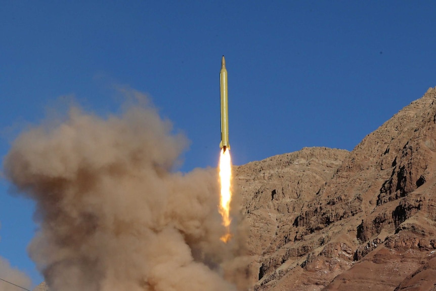 A ballistic missile is launched and tested in an undisclosed location in Iran