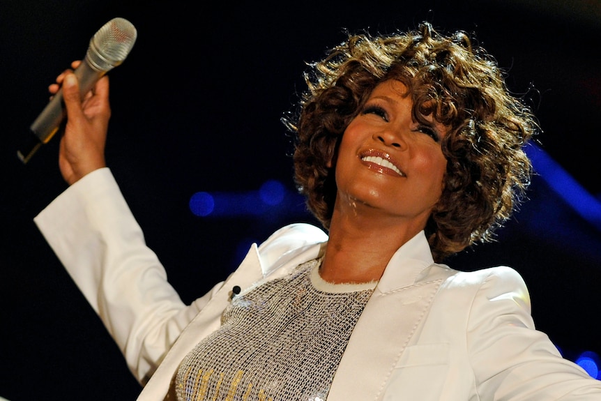 Whitney Houston performs on stage