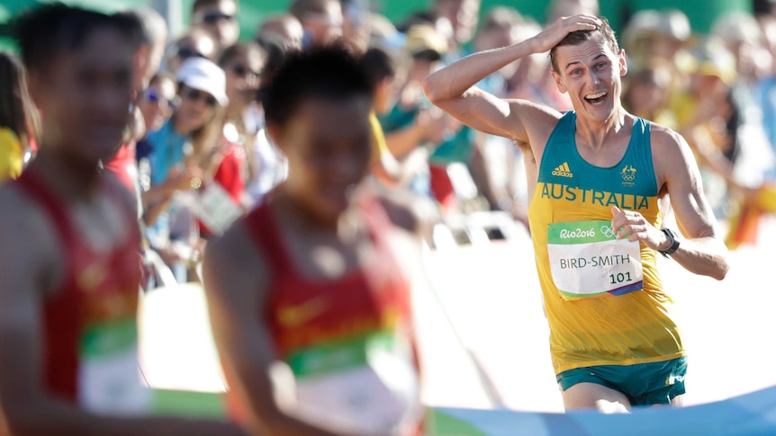 Dane Bird-Smith celebrates third place finish in 20km walk