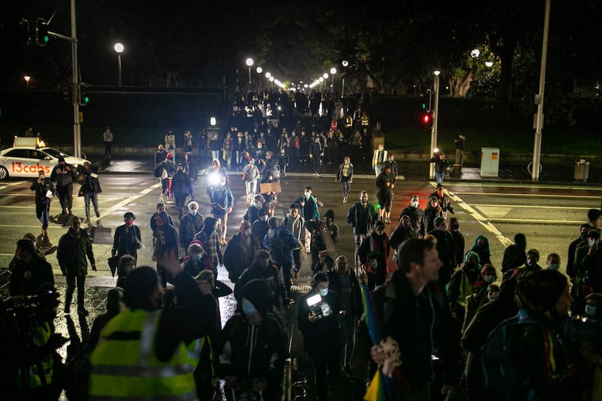 Protesters in the street