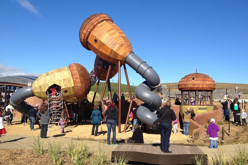 The new children's playground at the National Arboretum in Canberra officially opens. 22 June 2013.