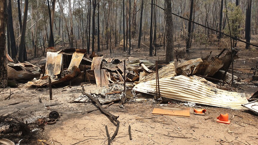 Bushfire debris on rural property.