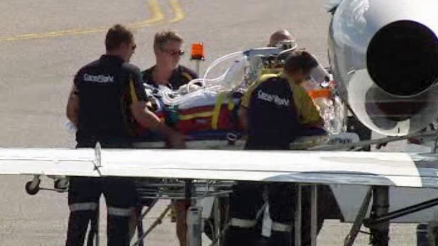 A 28-year-old Darwin man was flown in a Careflight jet to Melbourne's Alfred Hospital after suffering burns in a boat accident.