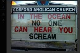 In The Ocean sign outside Gosford Anglican Church