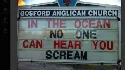 In The Ocean sign outside Gosford Anglican Church