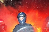 British riot police come under attack