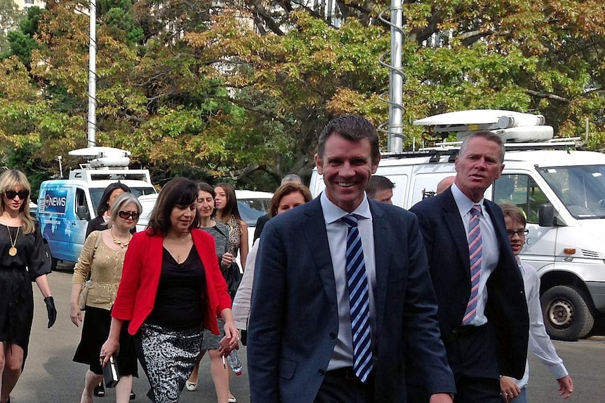 Premier Mike Baird arrives for Cabinet swearing-in ceremony