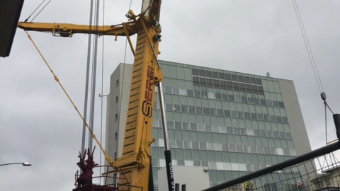 A 450-tonne crane, the biggest ever used in Tasmania, is operating at the Royal Hobart Hospital