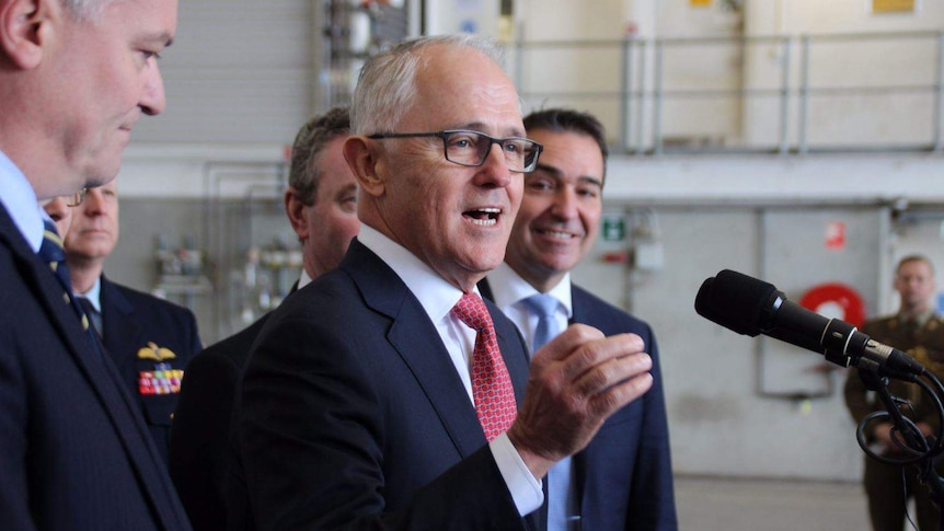 Australian Prime Minister Malcolm Turnbull speaks to the media