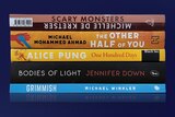 The stack of books on the Miles Franklin shortlist for 2022