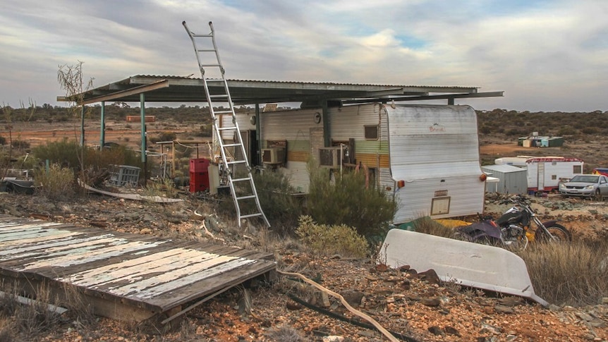 A caravan in outback Western Australia