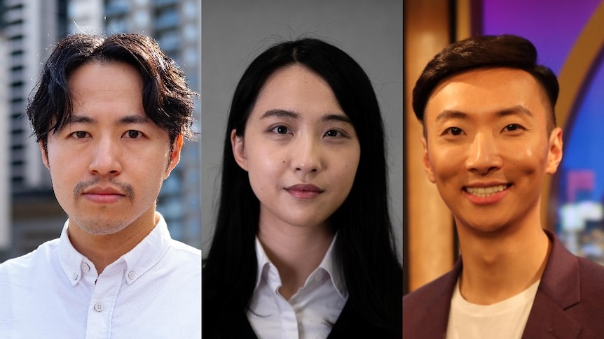 Composite of three headshots of ABC journalists Bang Xiao, Echo Hui and Samuel Yang.