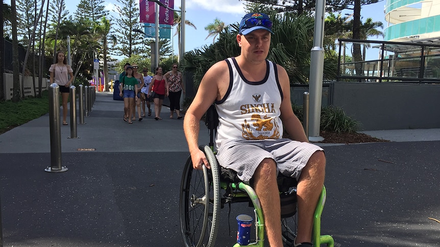 Byron Moody from Sydney says getting around the Commonwealth Games in a wheelchair isn't too bad