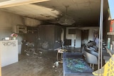 Damage inside a hair salon destroyed by fire
