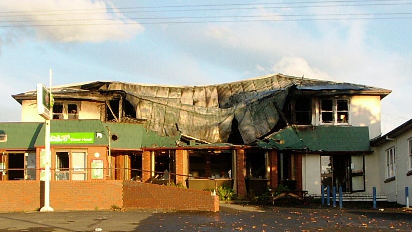 The remains of the Dover Hotel after the fire.