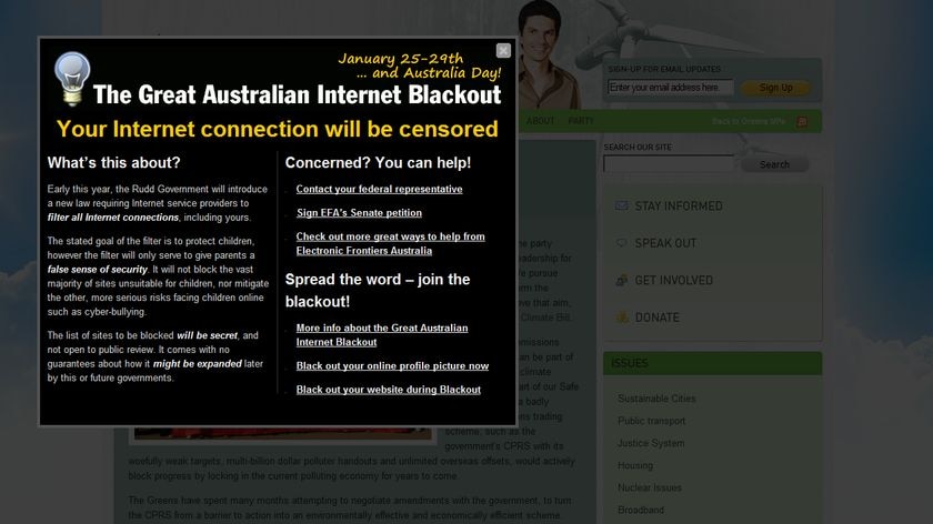 Websites fade to black