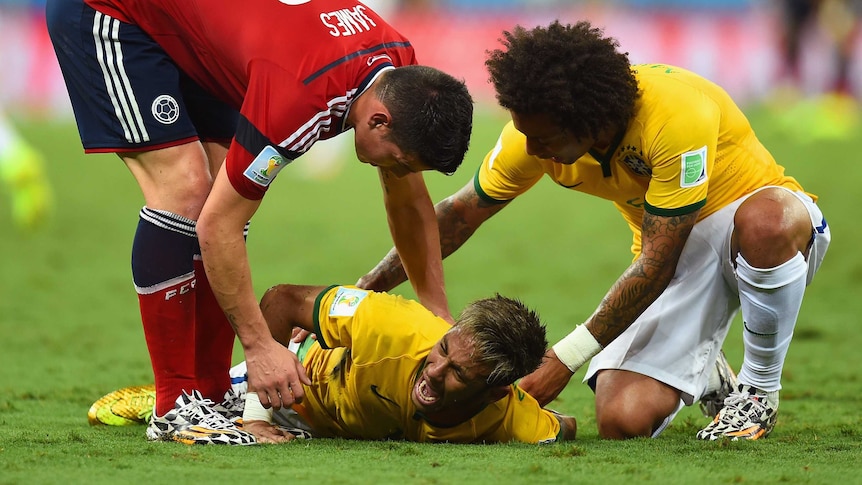 Neymar writhes in agony after injuring his back