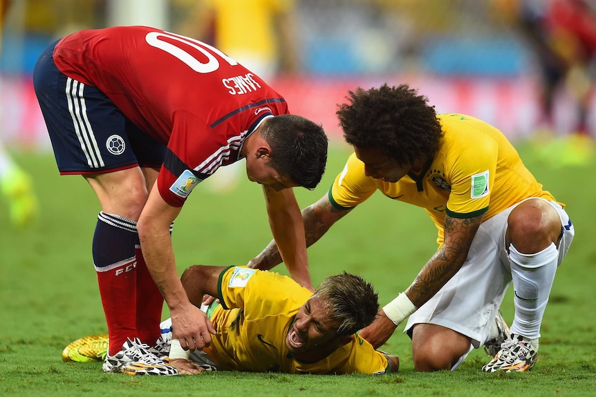 Neymar writhes in agony after injuring his back