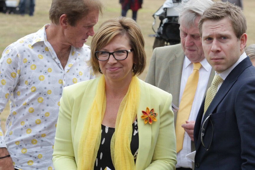 Rosie Batty arrives for the funeral service for her son Luke