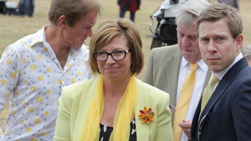 Rosie Batty arrives for the funeral service for her son Luke
