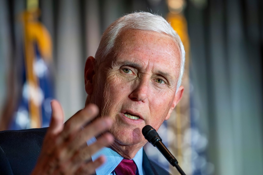 Former Vice President Mike Pence speaks at a Coolidge and the American Project luncheon.